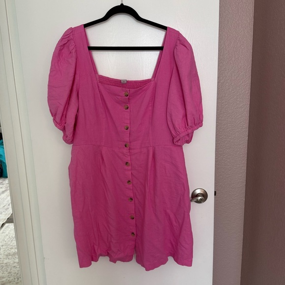 Old Navy Pink Puff-Sleeve Mini Dress - Picture 2 of 3